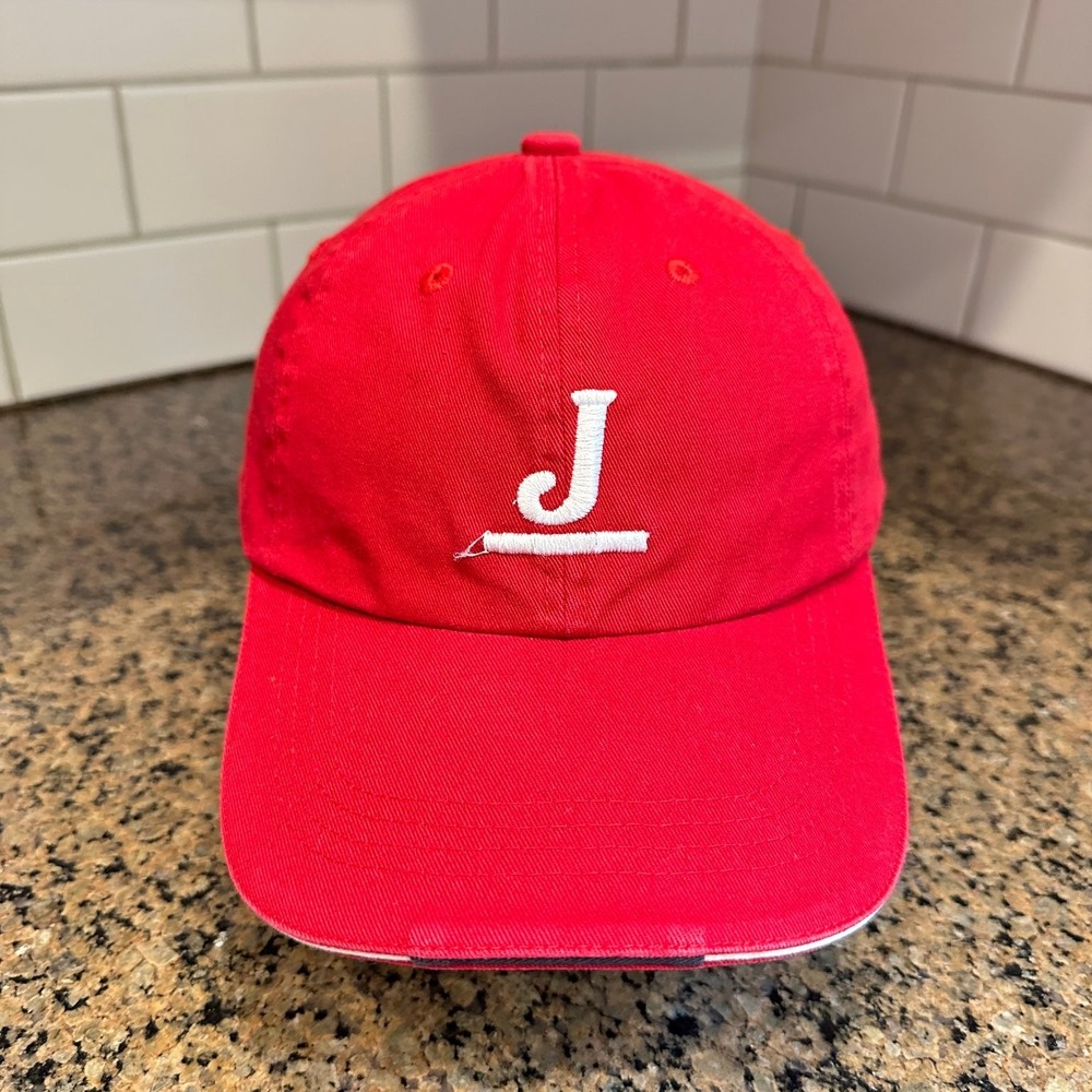 Atomic Racing "J" Logo Adjustable Port Authority Hat Men's Red Cotton Cap